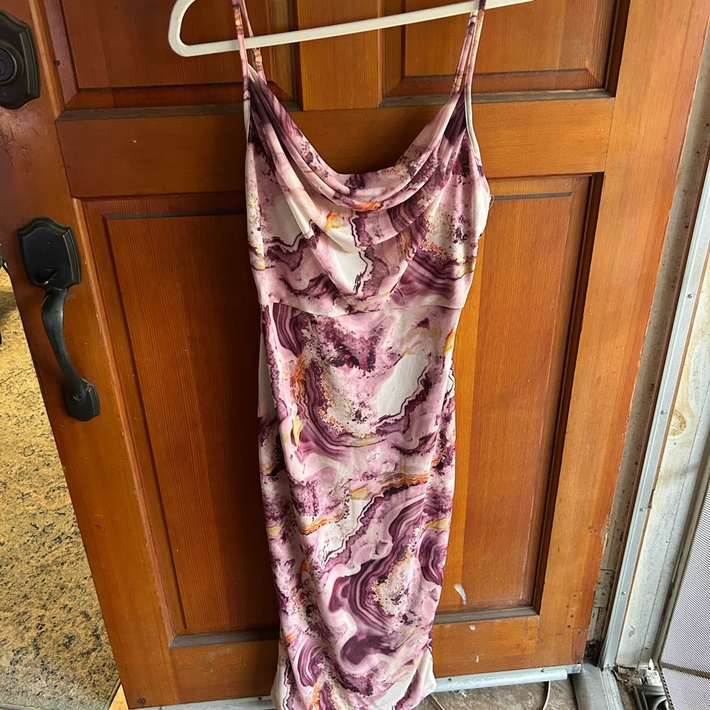 SHEIN Abstract Print Spaghetti Strap Dress